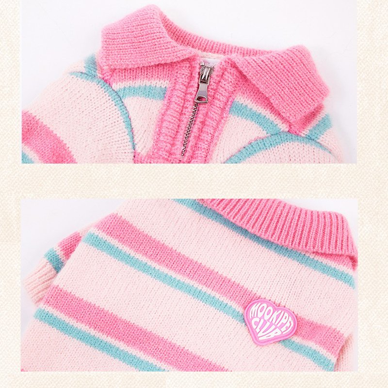 Knitting Half Pullover Zip Sweater Dog Clothes - PIKAPIKA