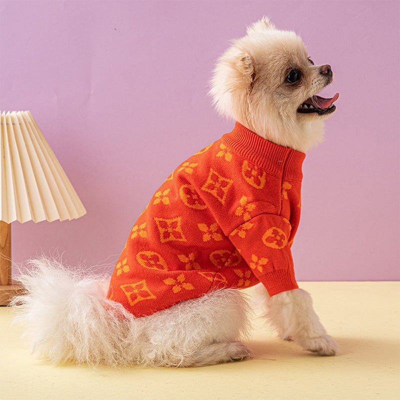 Knitwear Sweater Dog Clothes Soft Luxury Designer Style Red - PIKAPIKA