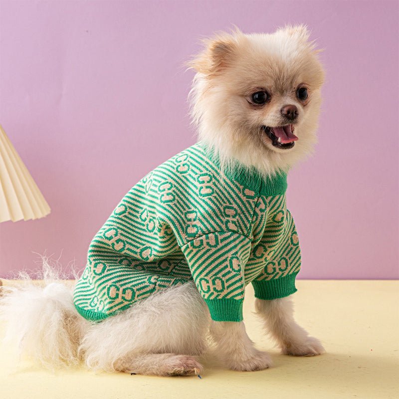 Knitwear Sweater Dog Clothes Soft Vintage Retro Green - PIKAPIKA
