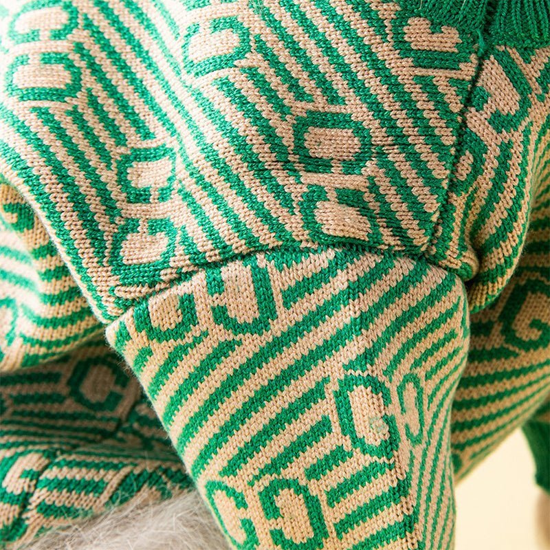 Knitwear Sweater Dog Clothes Soft Vintage Retro Green - PIKAPIKA
