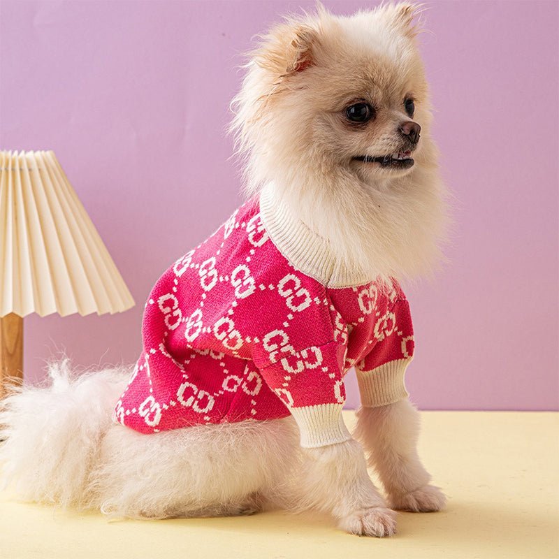 Knitwear Sweater Dog Clothes Soft Vintage Retro Rose Red - PIKAPIKA