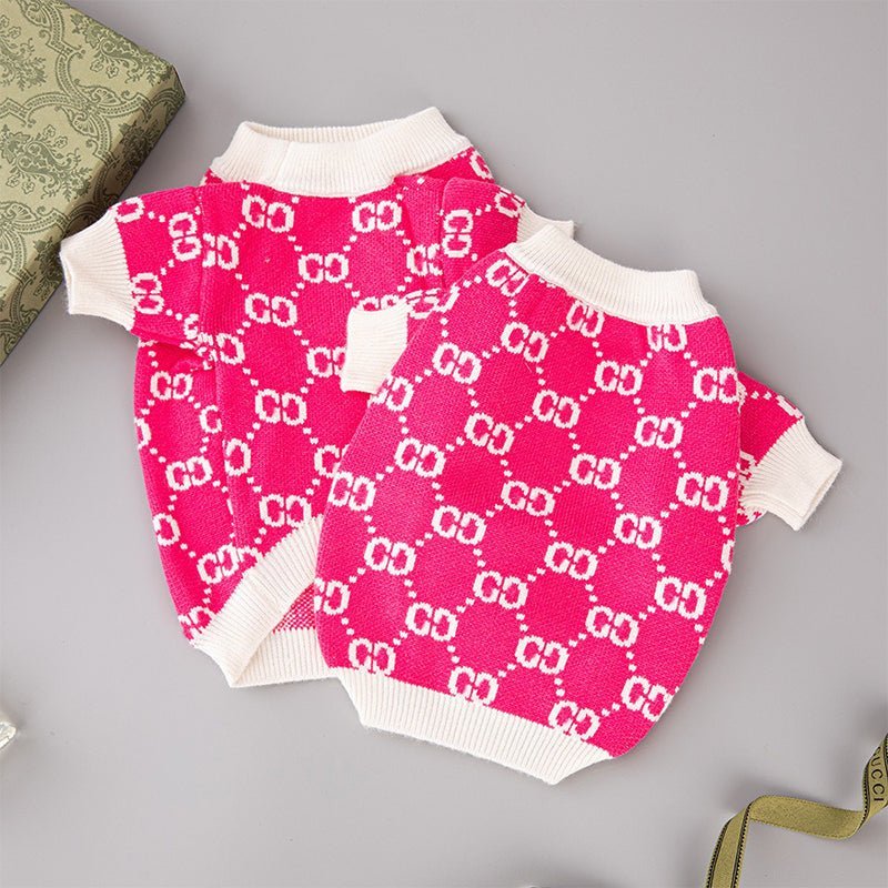 Knitwear Sweater Dog Clothes Soft Vintage Retro Rose Red - PIKAPIKA