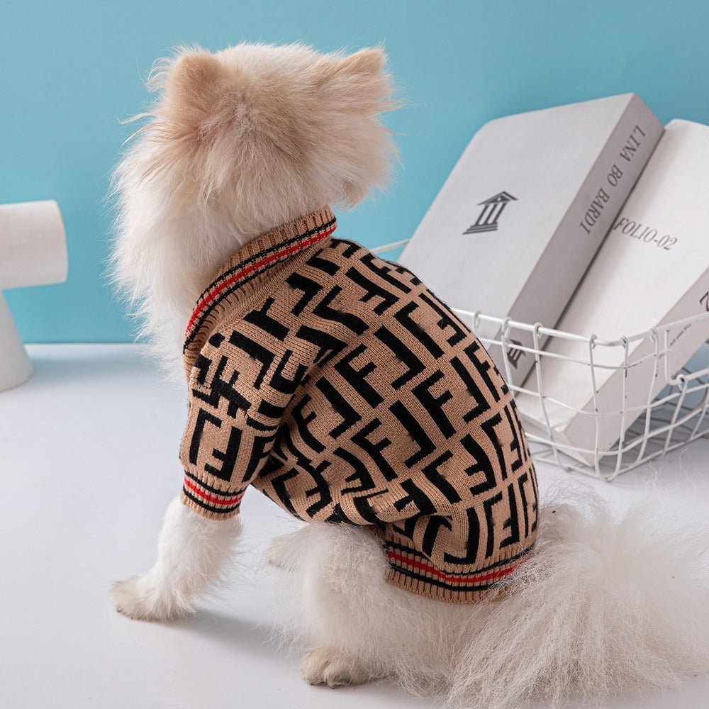 Knitwear Sweater Dog Clothes V - neck F Milk Tea - PIKAPIKA