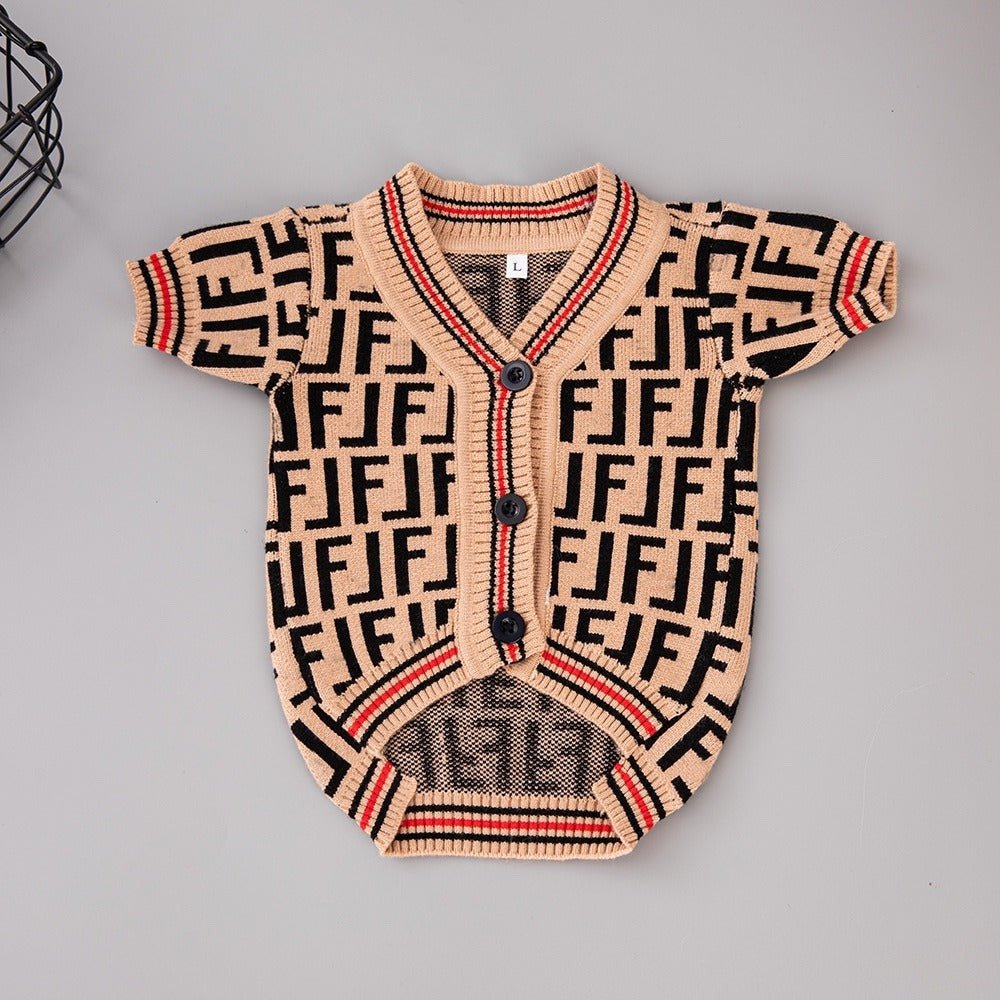 Knitwear Sweater Dog Clothes V - neck F Milk Tea - PIKAPIKA