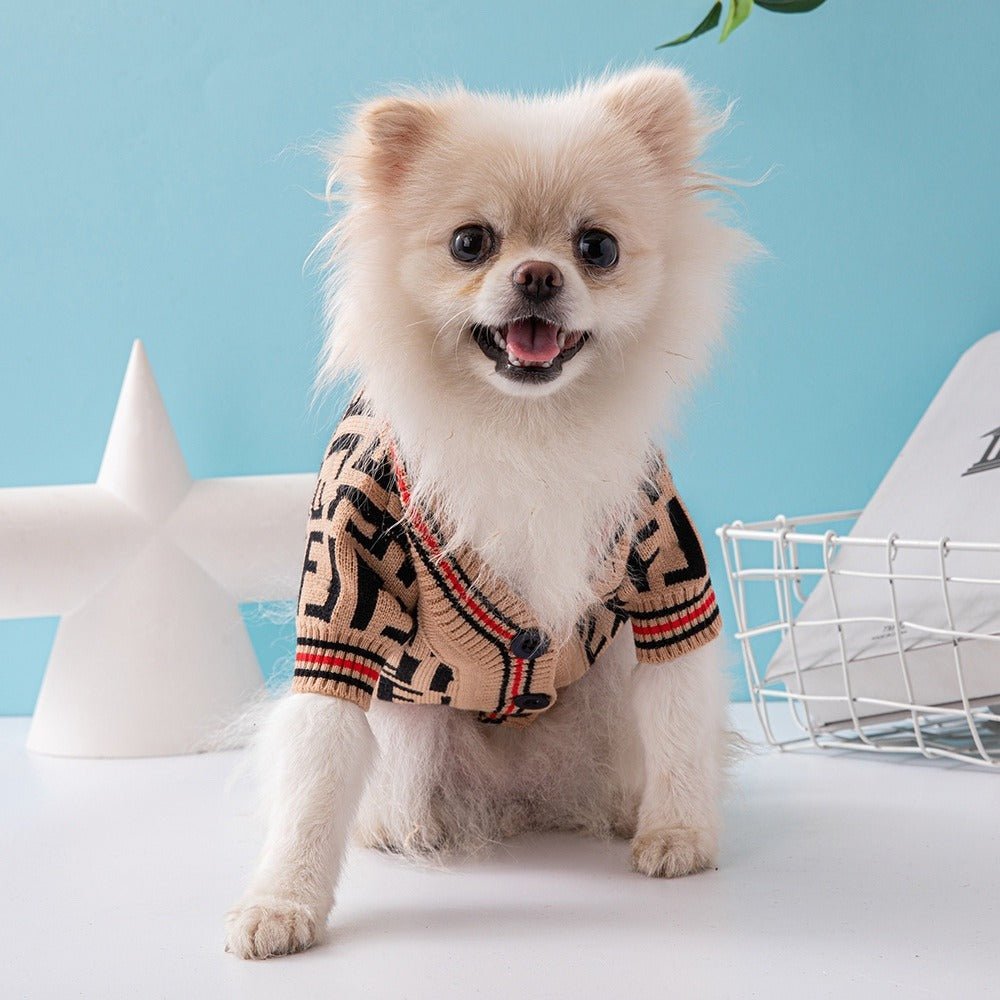 Knitwear Sweater Dog Clothes V - neck F Milk Tea - PIKAPIKA