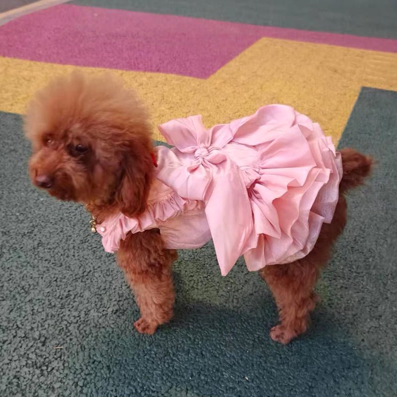 Layered Bow Lace Puppy Dog Princess Dress Dog Clothes - PIKAPIKA