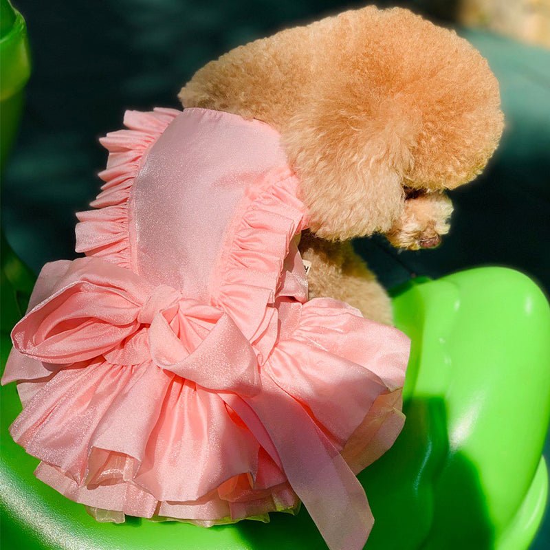 Layered Bow Lace Puppy Dog Princess Dress Dog Clothes - PIKAPIKA