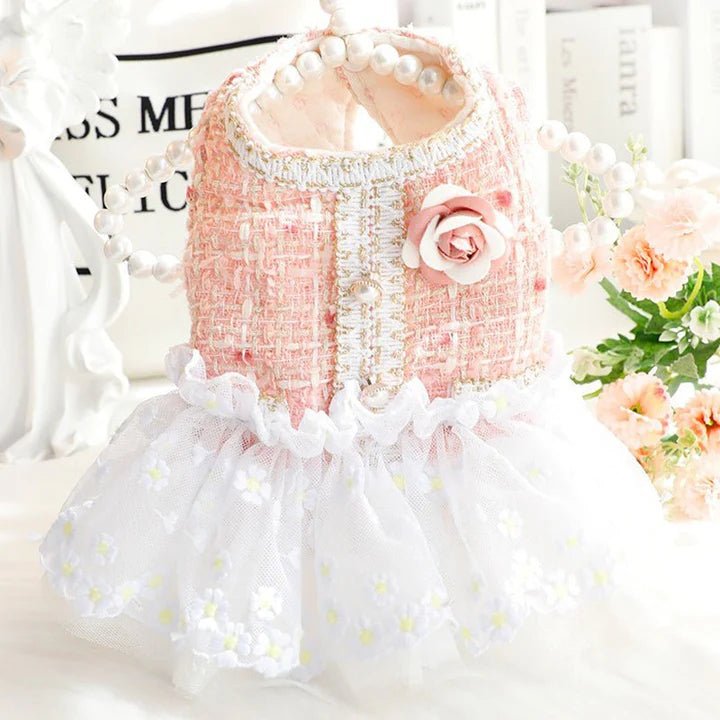 Layered Skirt Sleeveless Tweed Lace Tank Dress Cat Clothes - PIKAPIKA