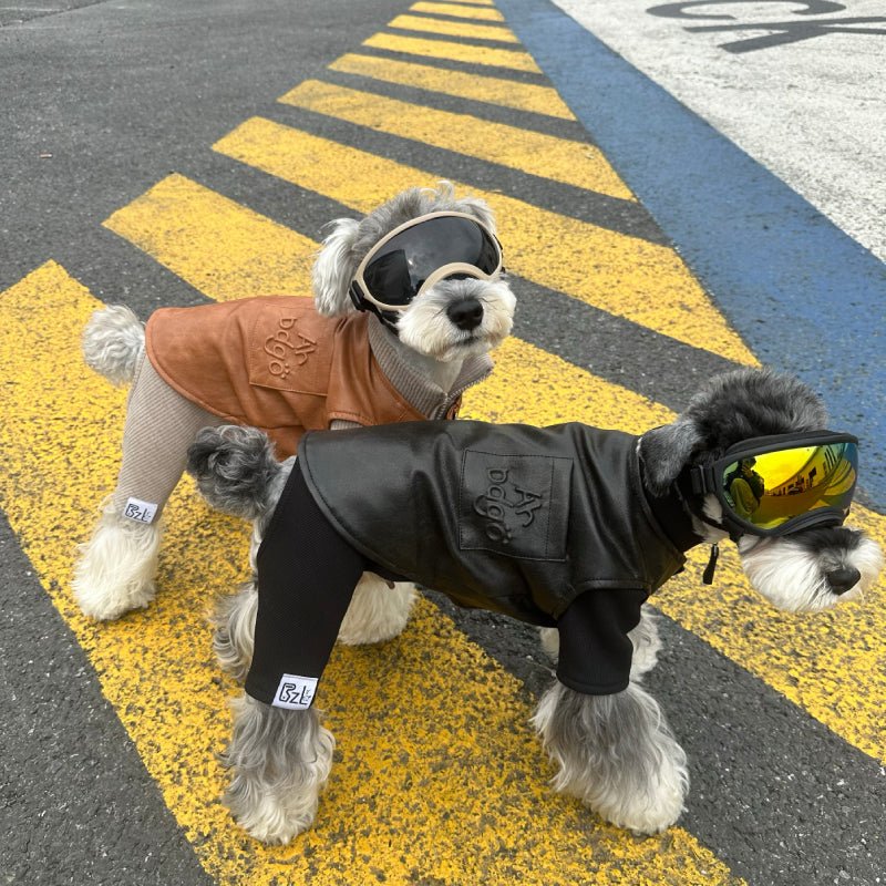 Leather Zip Vest Soft Jacket Fleece Onesies for Schnauzer Bichon Teddy - PIKAPIKA