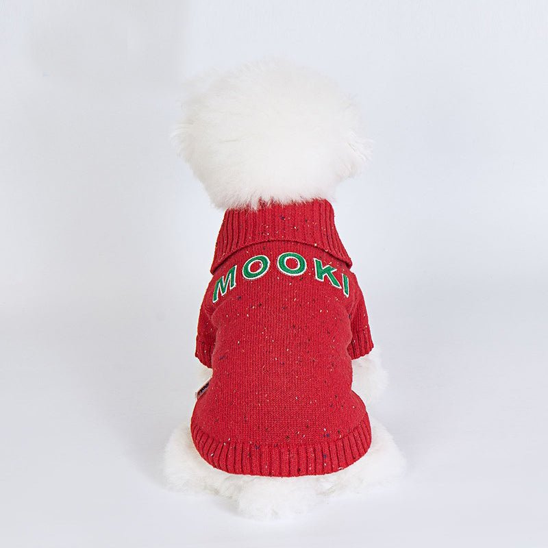 Letter Embroidered Christmas Dog Sweater - PIKAPIKA
