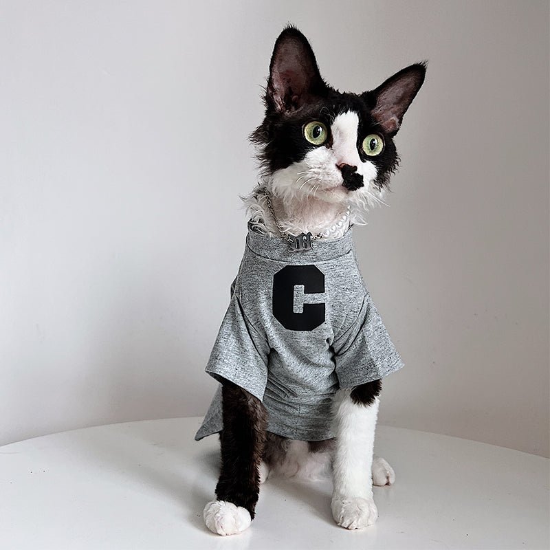 Letter Print T-shirt Cat Clothes - PIKAPIKA
