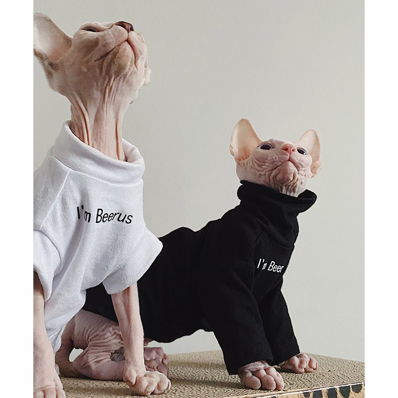 Letter Print T-shirt Sphynx Cat Clothes - PIKAPIKA