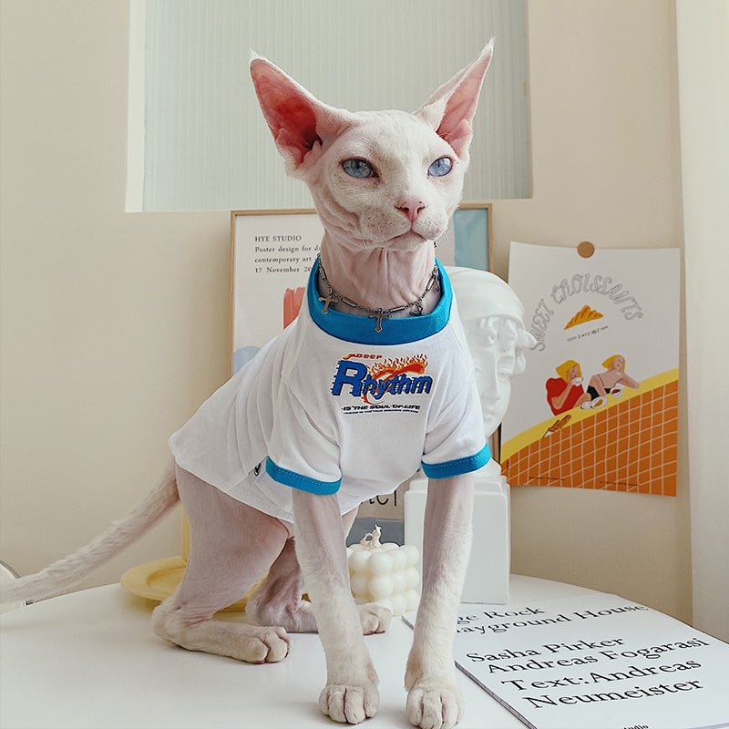 Letter Print T-Shirt Sphynx Cat Clothes - PIKAPIKA