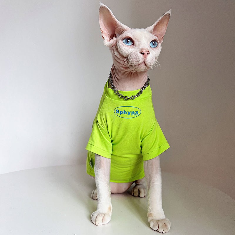 Letter Print T-shirt Sphynx Cat Clothes - PIKAPIKA