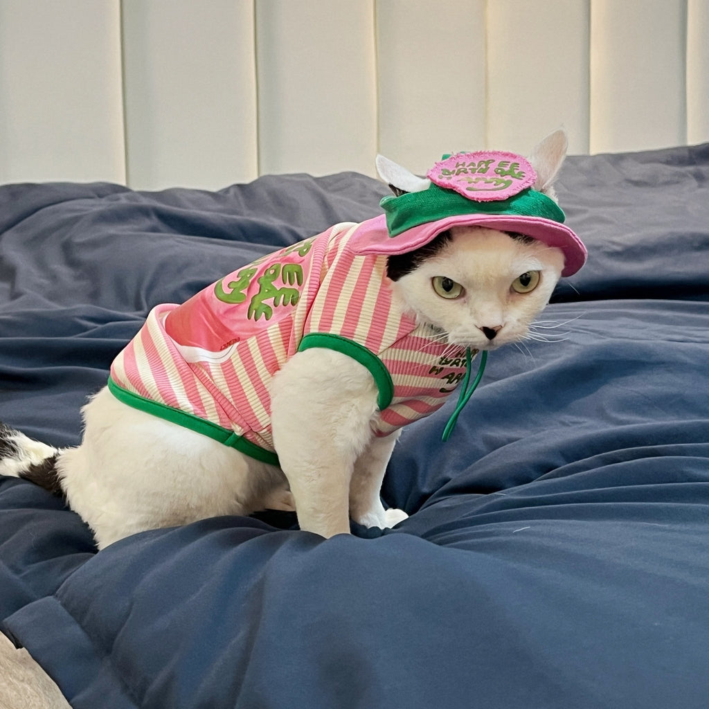 Lightweight Summer Striped Vest for Sphynx Cats - PIKAPIKA