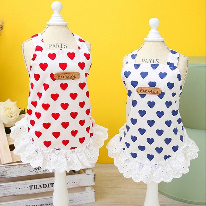 Love Heart Sleeveless Cotton Cat Dress Cat Clothes - PIKAPIKA