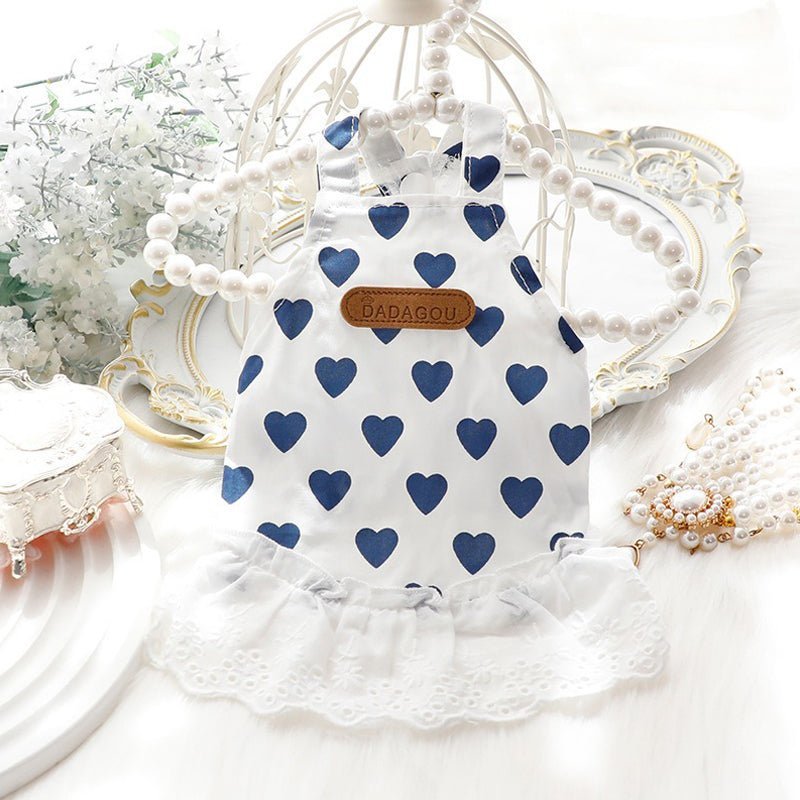 Love Heart Sleeveless Cotton Cat Dress Cat Clothes - PIKAPIKA