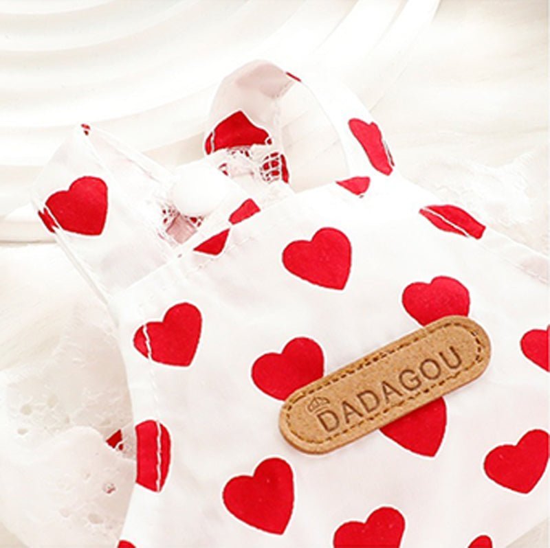Love Heart Sleeveless Cotton Cat Dress Cat Clothes - PIKAPIKA