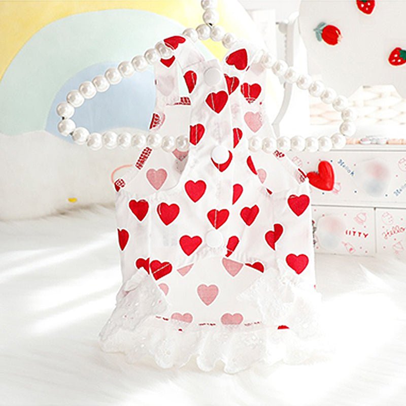 Love Heart Sleeveless Cotton Tank Dress Dog Clothes - PIKAPIKA