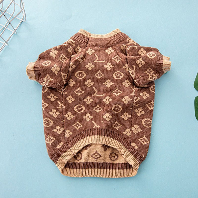 Luxury Designer Style Knitwear Sweater Dog Clothes Brown - PIKAPIKA