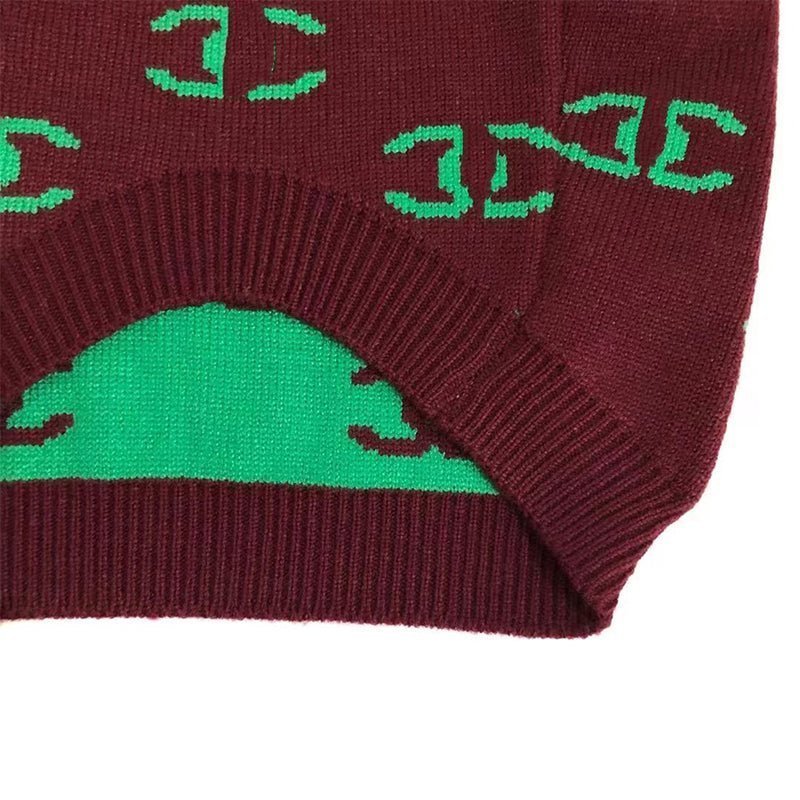 Luxury Designer Style Knitwear Sweater Dog Clothes Dark Brown Green - PIKAPIKA