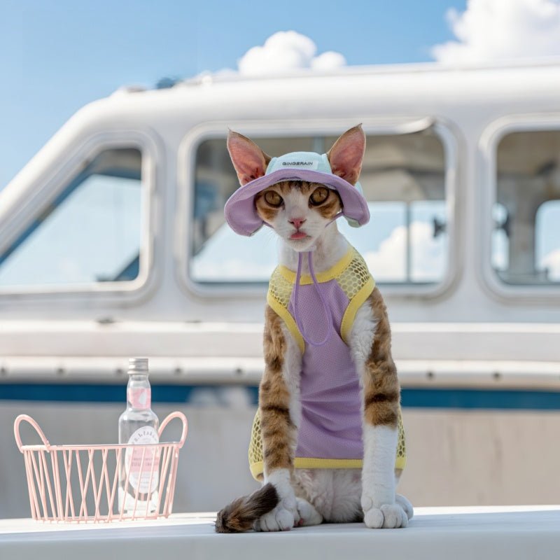 Mesh Splice Breathable Elastic Cooling Sun Protection Vest Sphynx Cat Clothes - PIKAPIKA