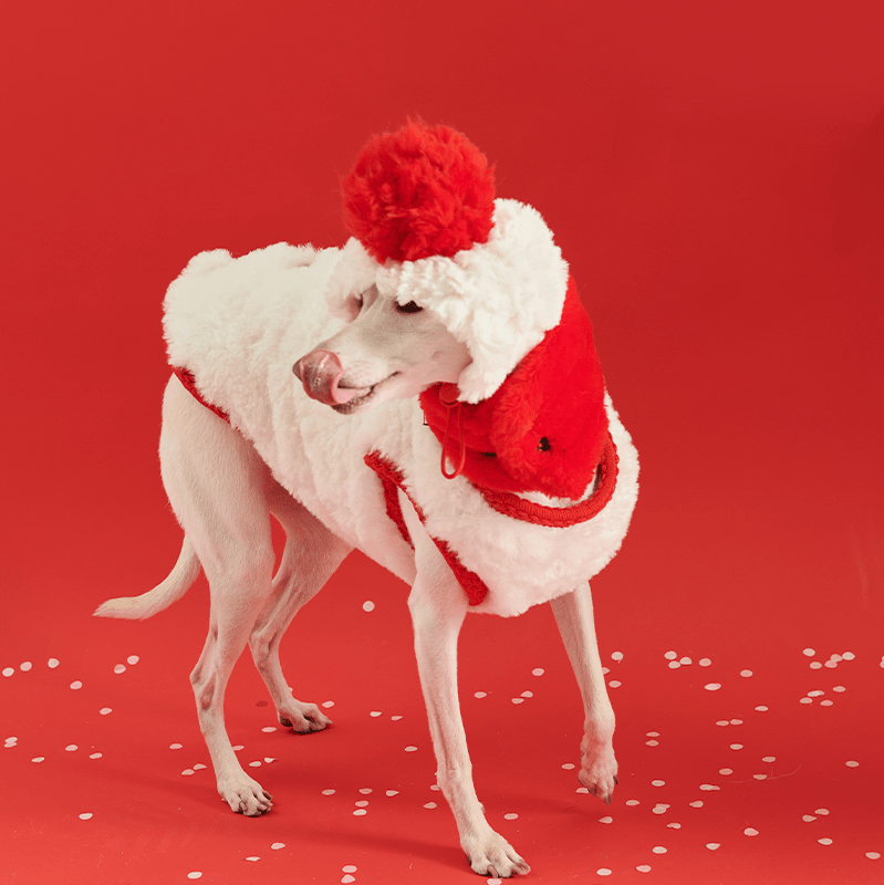 New Year Red Fleece Vest Jacket Dog Clothes - PIKAPIKA