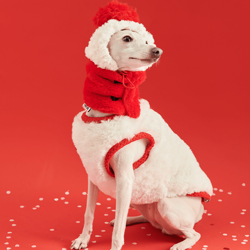 New Year Red Fleece Vest Jacket Dog Clothes - PIKAPIKA