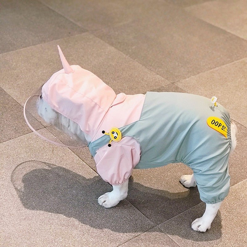 Outdoor Raincoat Dog 4 Legs Waterproof Zip Clothes Bulldog Corgi - PIKAPIKA