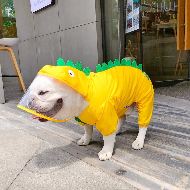 Outdoor Raincoat Dog 4 Legs Waterproof Zip Clothes Bulldog Dinosaurs - PIKAPIKA
