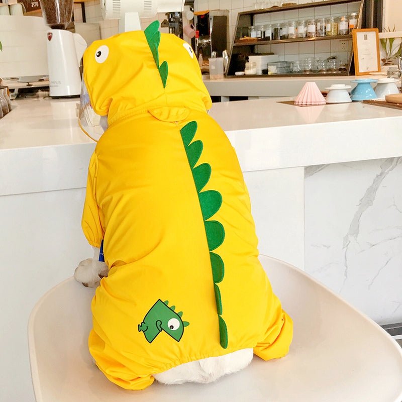 Outdoor Raincoat Dog 4 Legs Waterproof Zip Clothes Bulldog Dinosaurs - PIKAPIKA