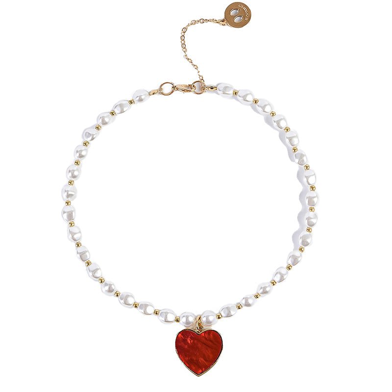 Pearl Heart Pendant Necklace Dog & Cat Accessories - PIKAPIKA