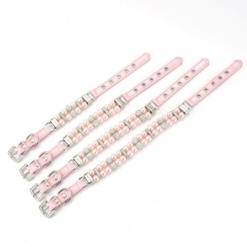 Pet Accessory Dog Collar Cat Pearl Necklace with Leashes - PIKAPIKA
