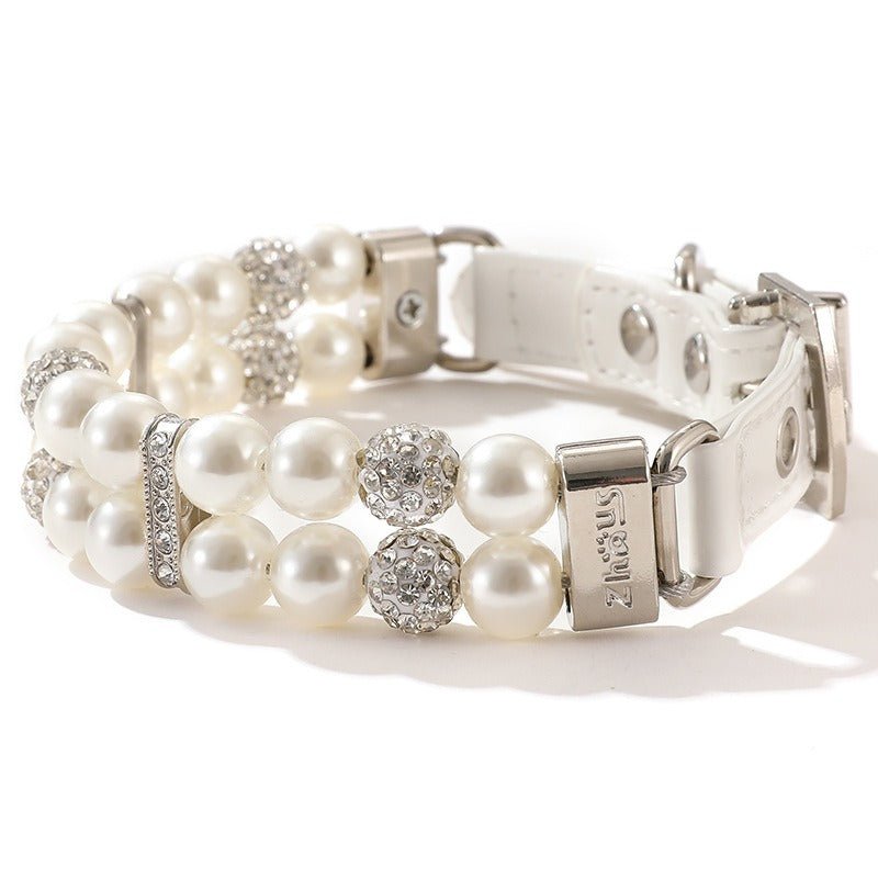 Pet Accessory Dog Collar Cat Pearl Necklace with Leashes - PIKAPIKA