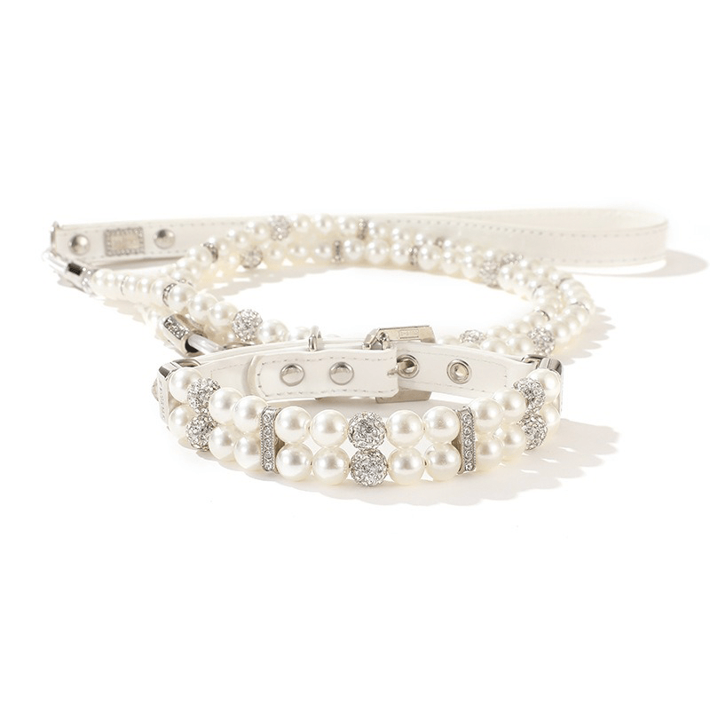 Pet Accessory Dog Collar Cat Pearl Necklace with Leashes - PIKAPIKA