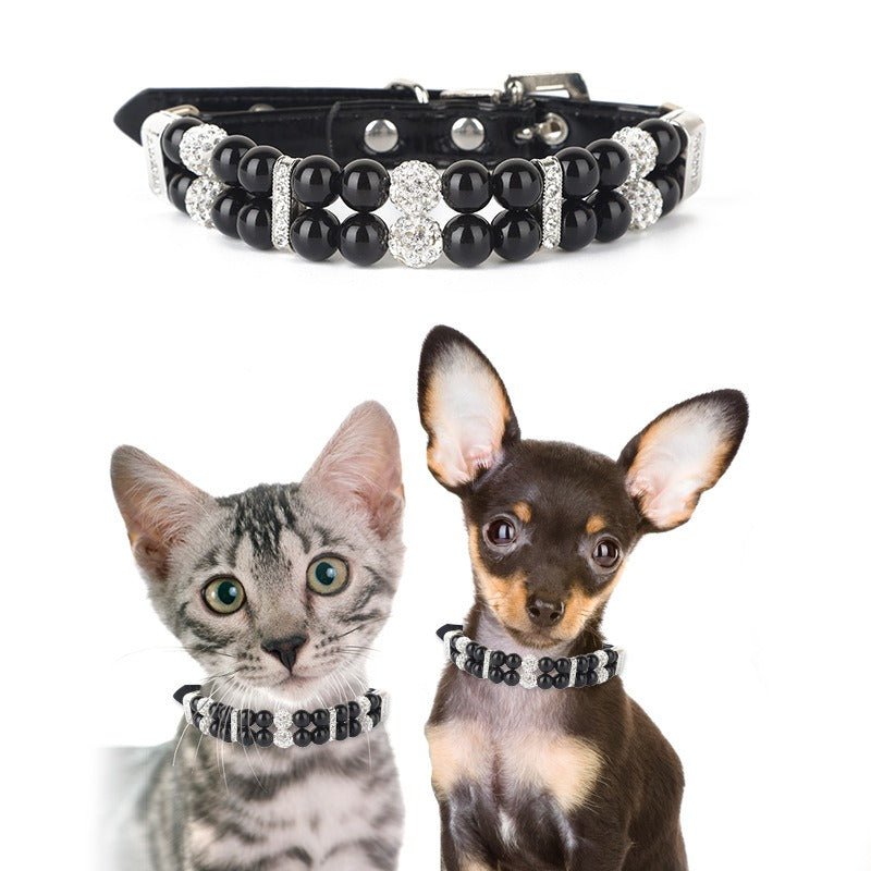 Pet Accessory Dog Collar Cat Pearl Necklace with Leashes - PIKAPIKA