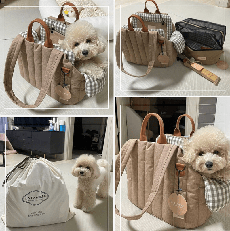 Pet Carrier Cat Dog Checkered Outing Bag - PIKAPIKA