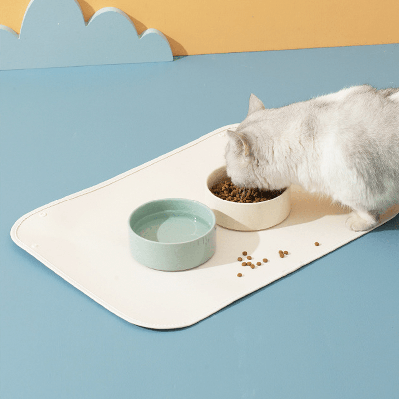 Pet Feeding Mat Waterproof PU Leather Semi - enclosure - PIKAPIKA