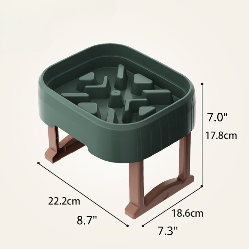 Pet Slow Feeder Double Food Bowl With Detachable Holder - PIKAPIKA