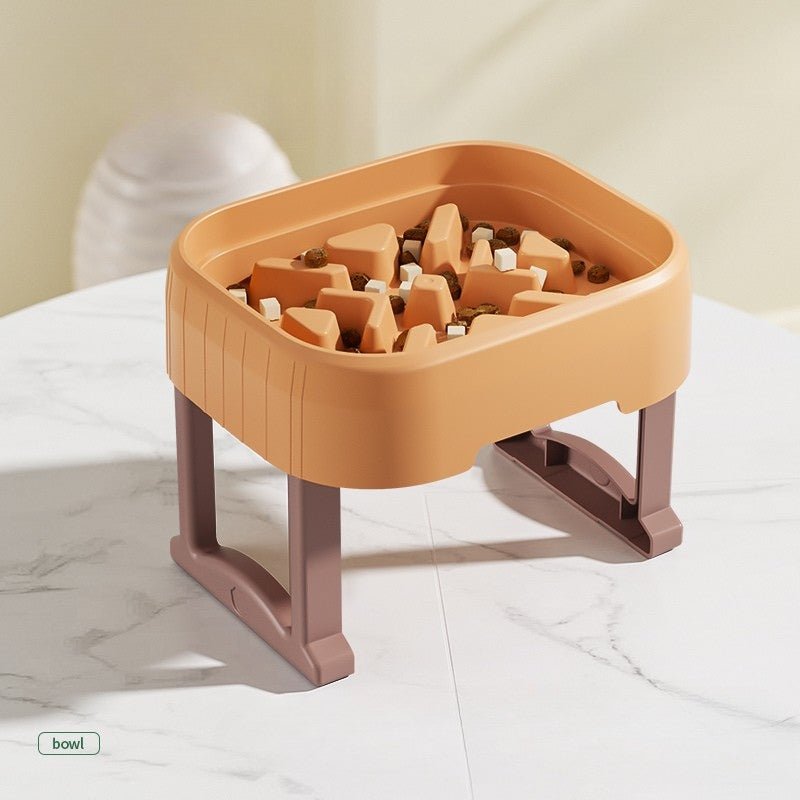 Pet Slow Feeder Double Food Bowl With Detachable Holder - PIKAPIKA