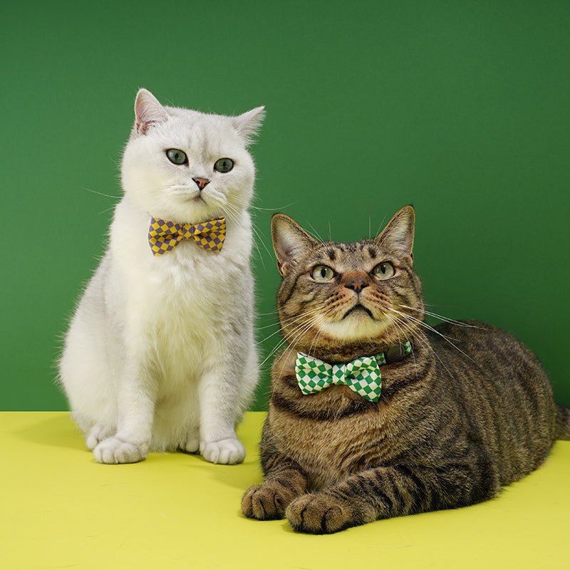Plaid Bow Shape Cat Collar - PIKAPIKA