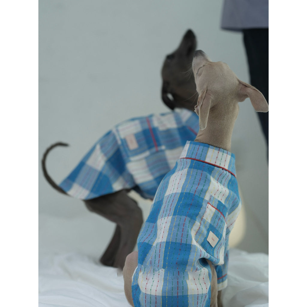 Plaid Cotton Dog Pajamas Comfortable Spring Loungewear - PIKAPIKA