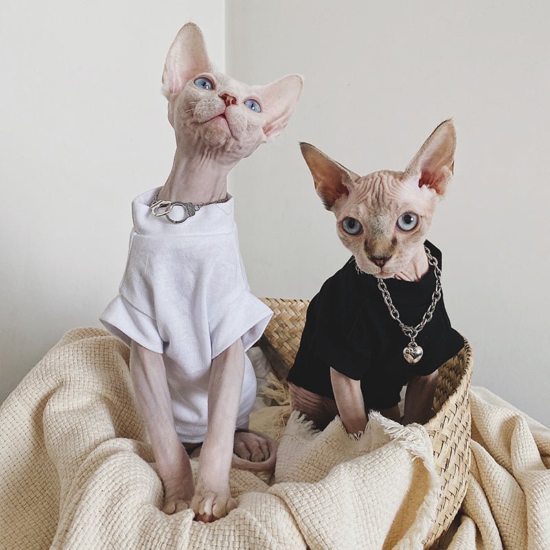 Plain Cotton T-shirt Sphynx Cat Clothes - PIKAPIKA