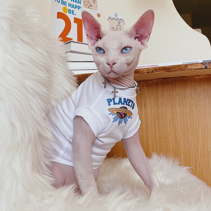 Planet Print T-shirt Sphynx Cat Clothes - PIKAPIKA