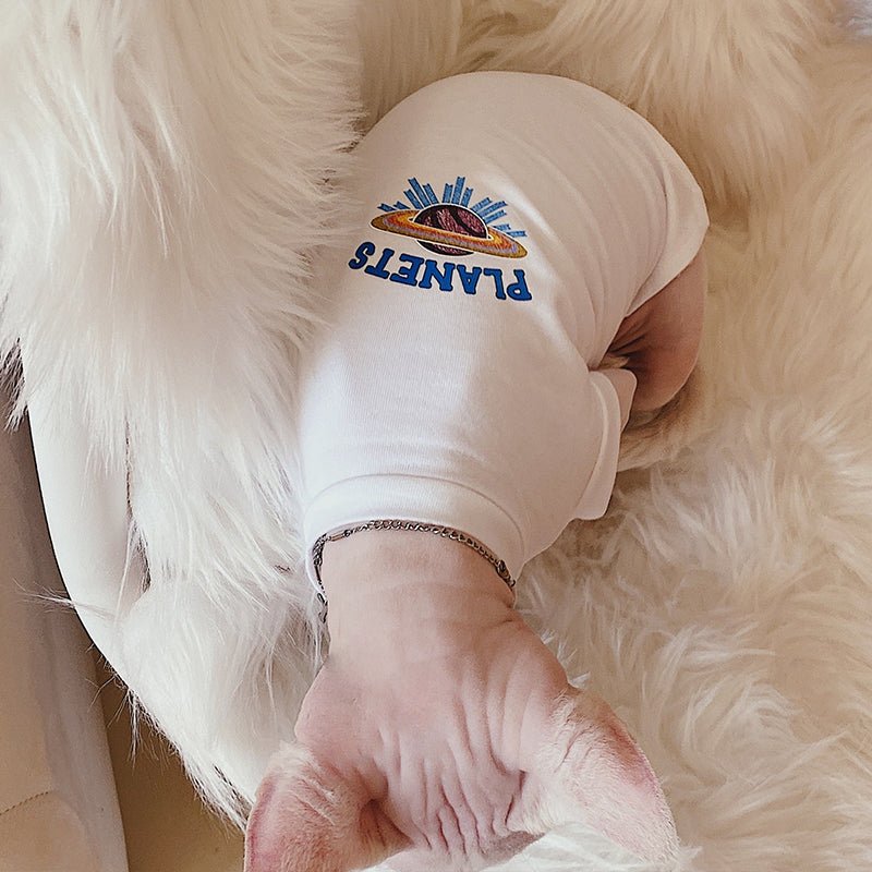 Planet Print T-shirt Sphynx Cat Clothes - PIKAPIKA