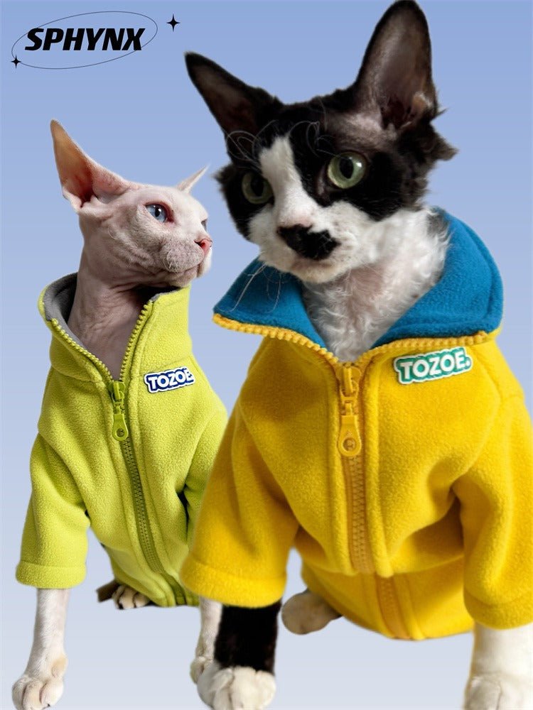 Polar Fleece Zip Coat Winter Jacket Sphynx Cat Clothes - PIKAPIKA