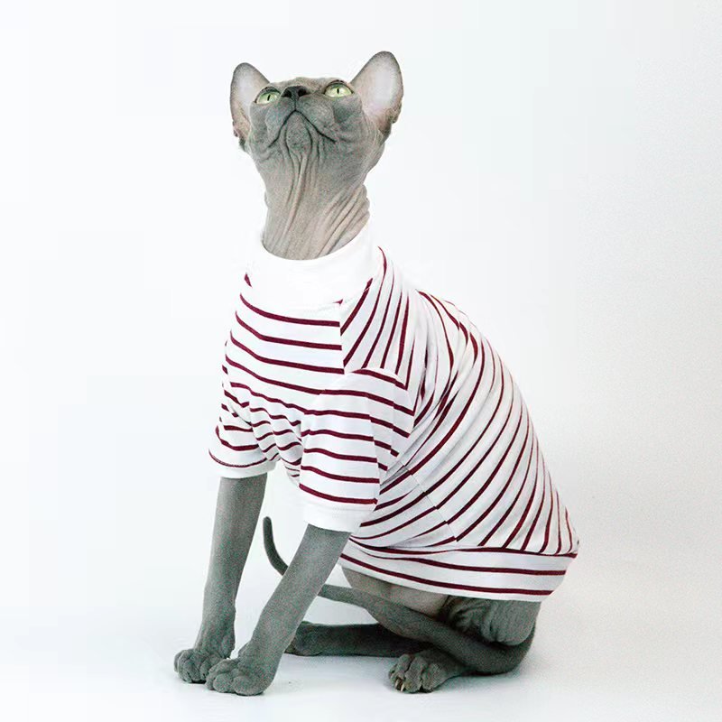 Pullover Stripe T-shirt Sphynx Cat Clothes - PIKAPIKA