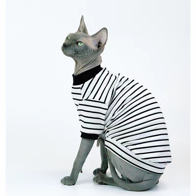 Pullover Stripes T-shirt Sphynx Cat Clothes - PIKAPIKA