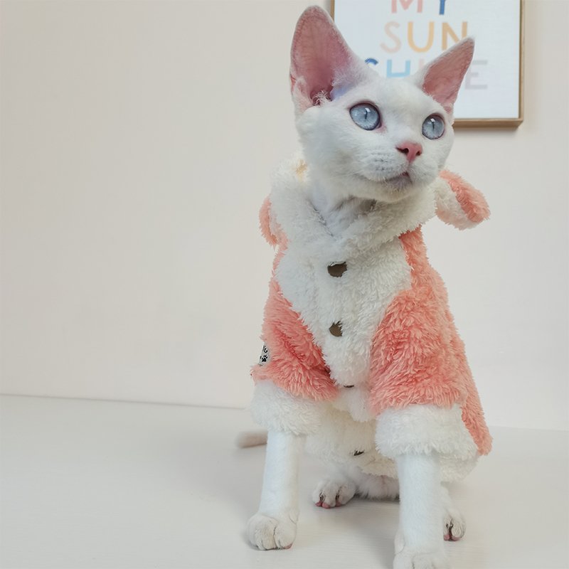 Rabbit Fleece Hoodie Pajama Onesie Cotume Sphynx Cat Clothes - PIKAPIKA
