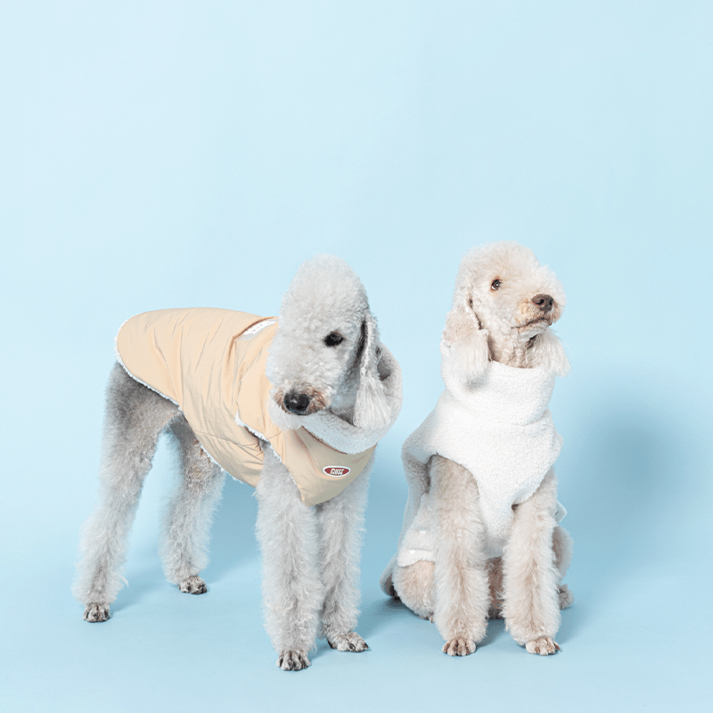 Reversible Padded Dog Jacket Fleece Clothes Bedlington - PIKAPIKA